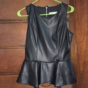 Black pleather peplum shirt